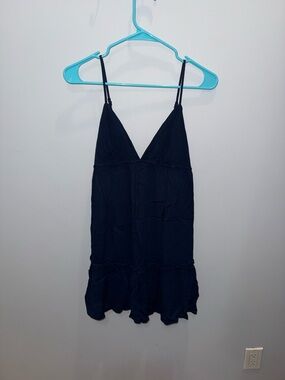 Garage Navy Blue Spaghetti Strap V-Neck Mini Dress